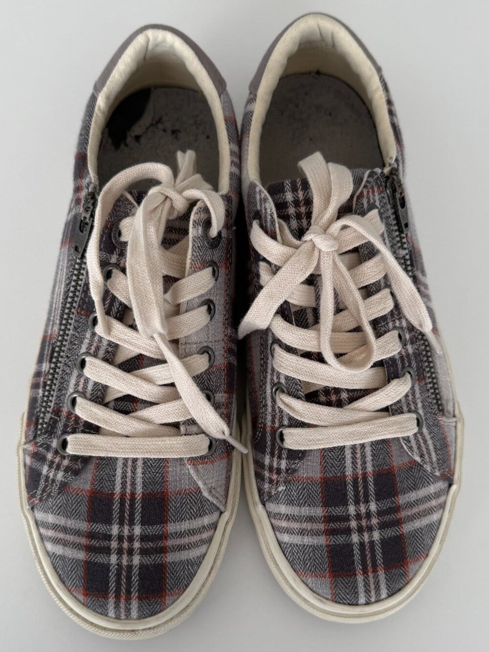 Taos Plaid Side Zip Comfort Shoes Women’s Size 9 Replacement Inserts Included